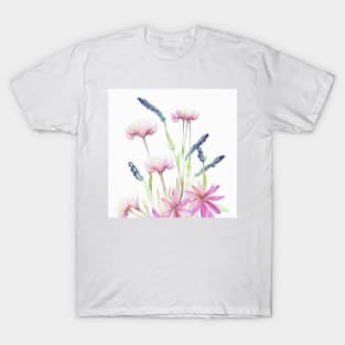 Blue Watercolor Flower T-Shirt